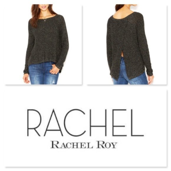 RACHEL Rachel Roy Black Sweater Open Back Glitter - Picture 4 of 7